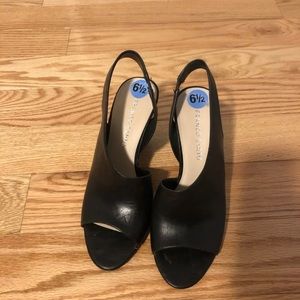 Wedge  black sandals never worn before